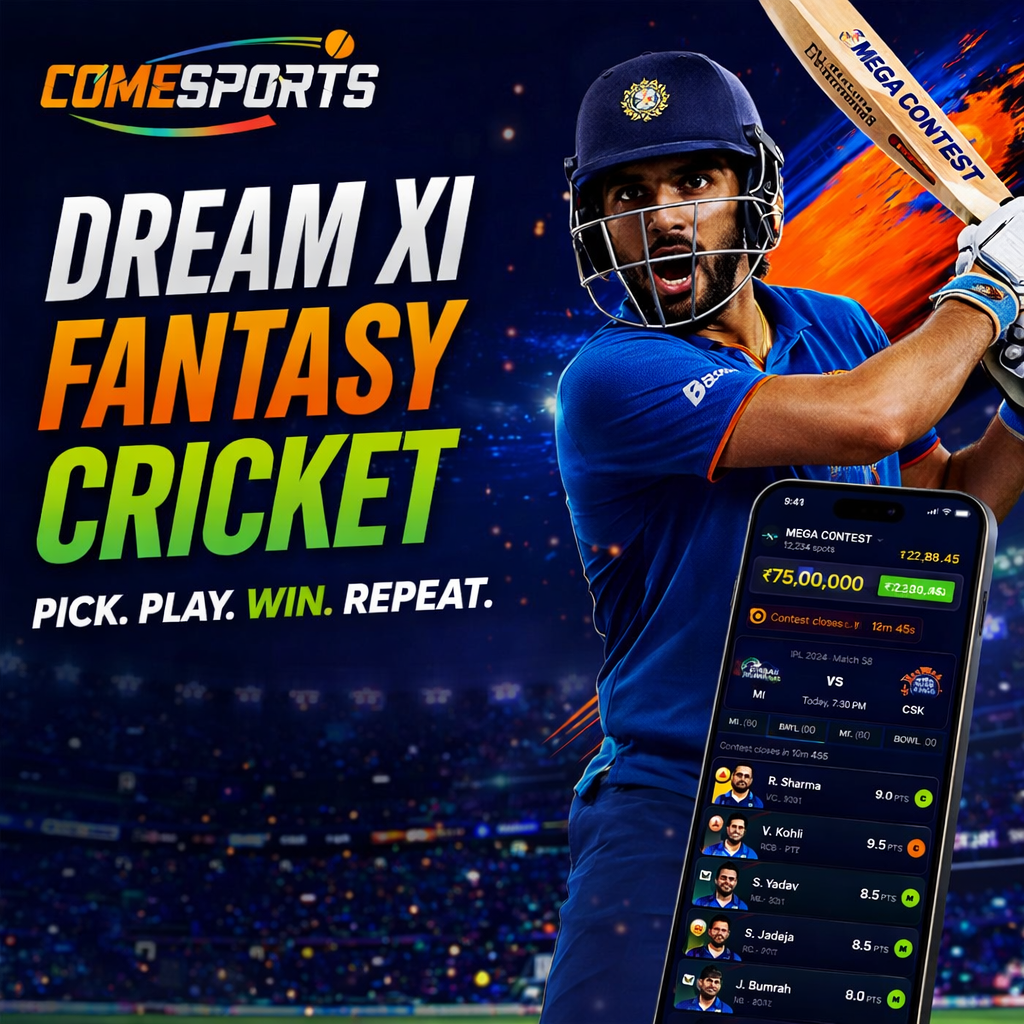 COME WIN 11 Dream XI fantasy cricket ad visual